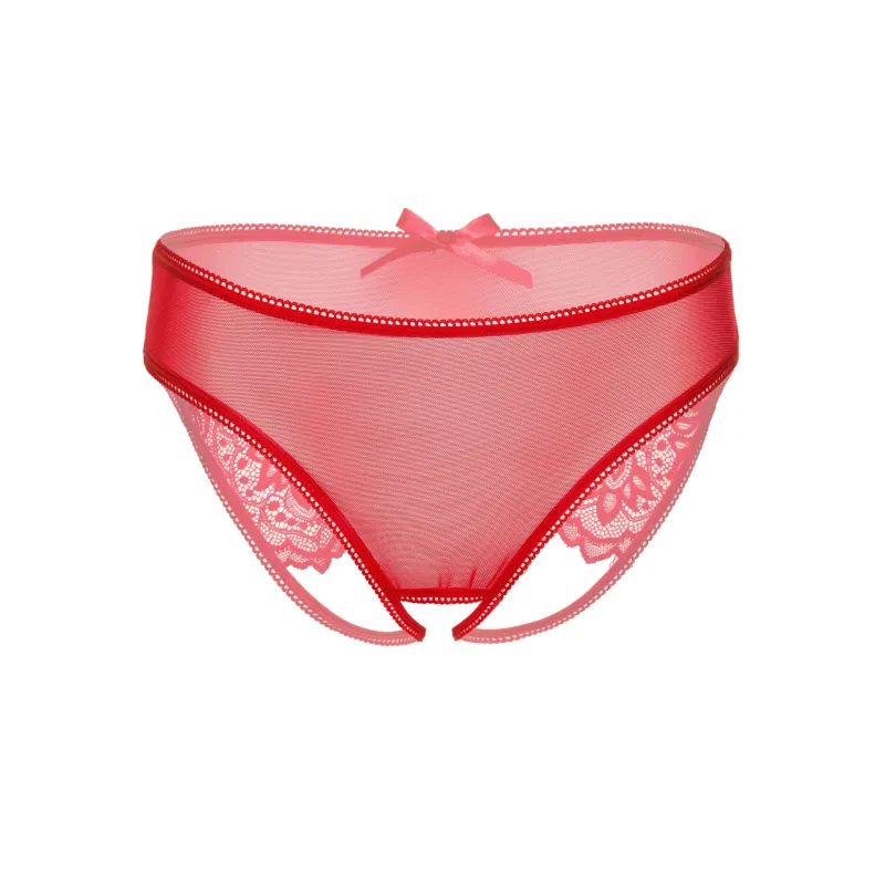 Slip trasparente con apertura intima e pizzo Nicolette crotchless p...